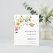 Boho Wildblume Graduation Party Foto Einladung (Stehend Vorderseite)