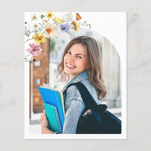 Boho Wildblume Graduation Party Foto Einladung (Rückseite)