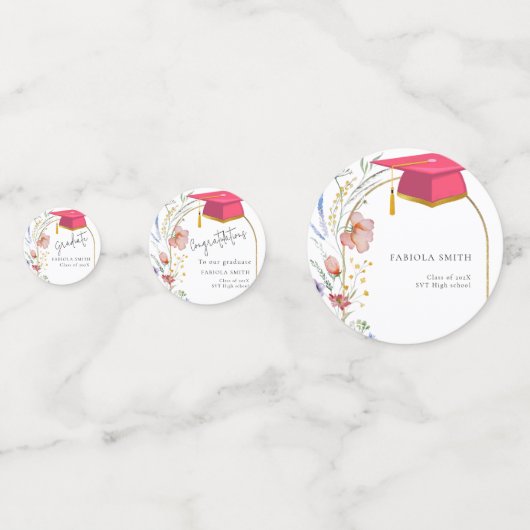 Boho Wildblume Graduation Party Konfetti (Rückseiten)