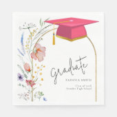 Boho Wildblume Graduation Party Serviette (Vorderseite)