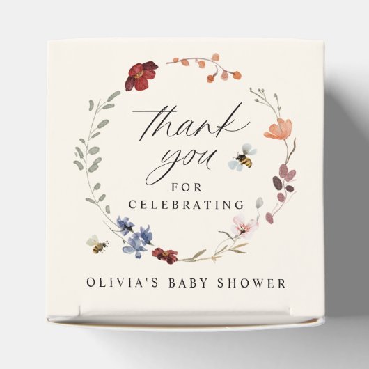 Boho Wildblume Greenery Baby Shower Fevor Box Geschenkschachtel (Oben)