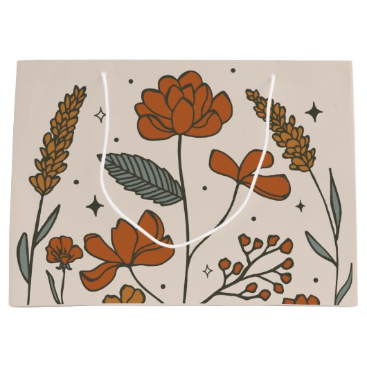 Boho Wildblume Große Geschenktasche Geschenktüte (Vorderseite)