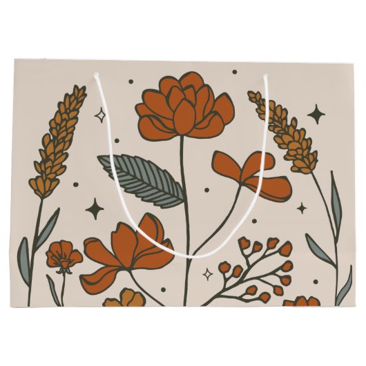 Boho Wildblume Große Geschenktasche Geschenktüte (Rückseite)