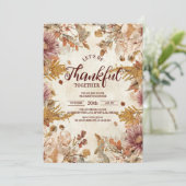 Boho Wildblume Harvest Erntedank Dinner Einladung (Stehend Vorderseite)