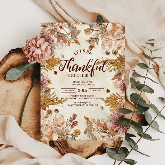 Boho Wildblume Harvest Erntedank Dinner Einladung