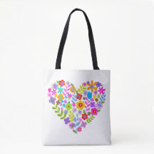 Boho Wildblume Heart Tote Bag