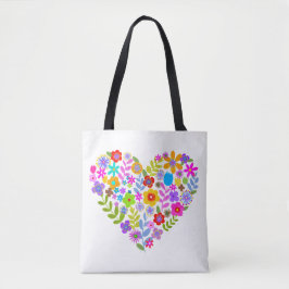 Boho Wildblume Heart Tote Bag Tasche