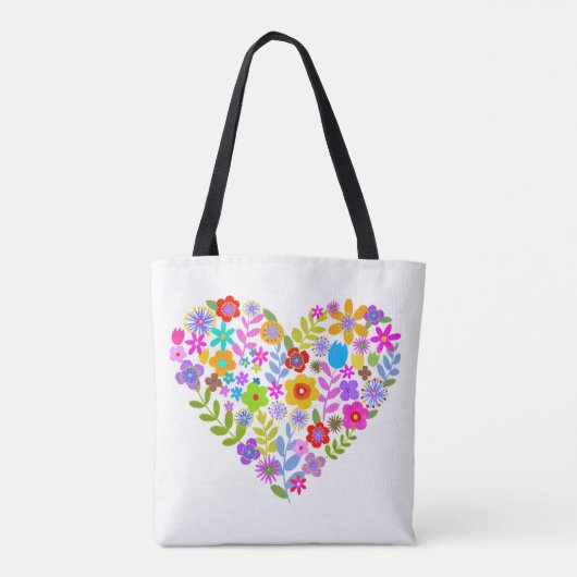 Boho Wildblume Heart Tote Bag Tasche (Rückseite)