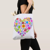 Boho Wildblume Heart Tote Bag Tasche (Von Nahem)