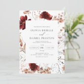 Boho Wildblume Herbst alle in einem QR-Code Hochze Einladung (Stehend Vorderseite)