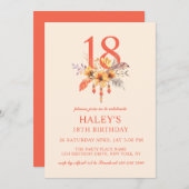 Boho Wildblume Herbst Herbst 18. Geburtstag Einladung (Vorne/Hinten)