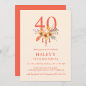 Boho Wildblume Herbst Herbst 40. Geburtstag Einladung (Vorne/Hinten)