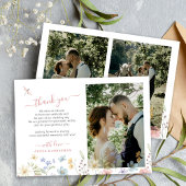 Boho Wildblume Hochzeit Foto Dankeskarte