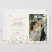 Boho Wildblume Hochzeit Foto Dankeskarte (Vorderseite)