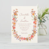 Boho Wildblume Hochzeit im Herbst Einladung (Stehend Vorderseite)