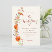 Boho Wildblume Hochzeit im Herbst Einladung (Stehend Vorderseite)