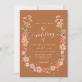 Boho Wildblume Hochzeit im Herbst Einladung (Vorderseite)
