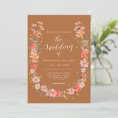 Boho Wildblume Hochzeit im Herbst Einladung (Stehend Vorderseite)