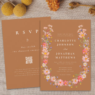 Boho Wildblume Hochzeit im Herbst Einladung