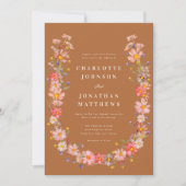 Boho Wildblume Hochzeit im Herbst Einladung (Vorderseite)