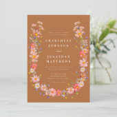 Boho Wildblume Hochzeit im Herbst Einladung (Stehend Vorderseite)