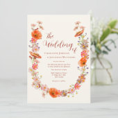 Boho Wildblume Hochzeit im Herbst QR Code Einladung (Stehend Vorderseite)