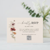 Boho Wildblume Hochzeit im Herbst QR Code RSVP Kar Karte (Stehend Vorderseite)