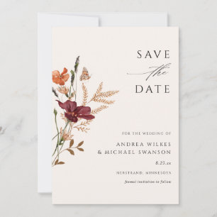 Boho Wildblume Hochzeit im Herbst Vintag Save The Date