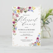 Boho Wildblume Hochzeit Probe Dinner Einladung (Stehend Vorderseite)