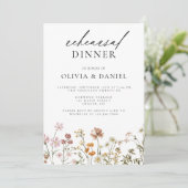 Boho Wildblume Hochzeit Probe Dinner Einladung (Stehend Vorderseite)