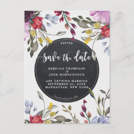 Boho Wildblume Hochzeit speichern Sie das Datum Po Ankündigungspostkarte