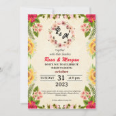 Boho Wildblume Hochzeitseinladungen Eleganter Char Einladung (Vorderseite)