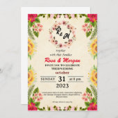 Boho Wildblume Hochzeitseinladungen Eleganter Char Einladung (Vorne/Hinten)