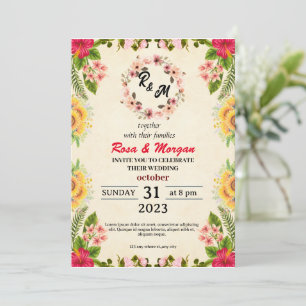Boho Wildblume Hochzeitseinladungen Eleganter Char Einladung