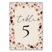 Boho Wildblume Hochzeitsempfang Tischnummer (Rückseite)