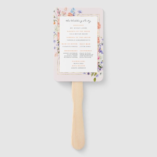 Boho Wildblume | Hochzeitsprogramm für Flora Fächer (Rückseite)