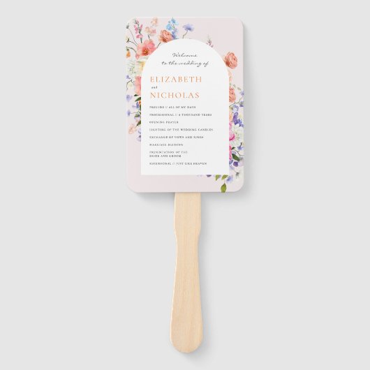 Boho Wildblume | Hochzeitsprogramm für Flora Fächer (Vorderseite)