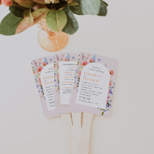 Boho Wildblume Hochzeitsprogramm für Flora Fächer