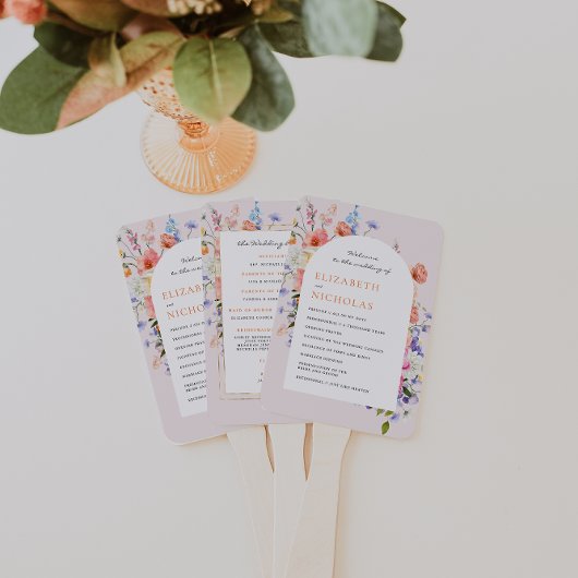 Boho Wildblume | Hochzeitsprogramm für Flora Fächer