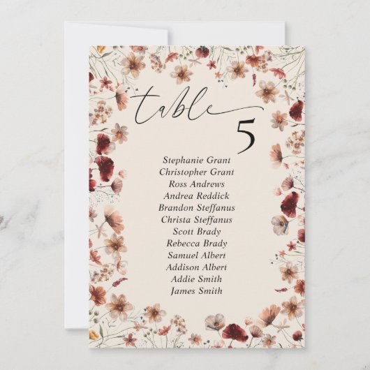 Boho Wildblume Hochzeitssymbkarten Einladung (Vorderseite)