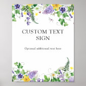 Boho-Wildblume Hochzeitstext Poster (Vorne)