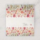 Boho Wildblume Hochzeitstorte Platzkarten (Außenseite Aufgefaltet)