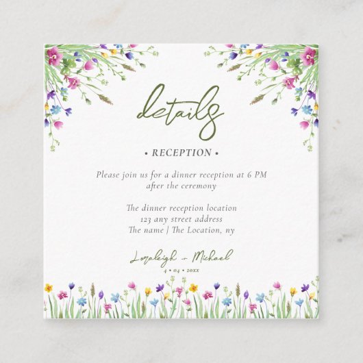 Boho Wildblume Hochzeitsunterkunft QR Code Begleitkarte (Vorderseite)