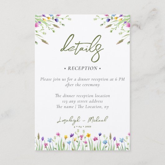 Boho Wildblume Hochzeitsunterkunft QR Code Begleitkarte (Vorderseite)