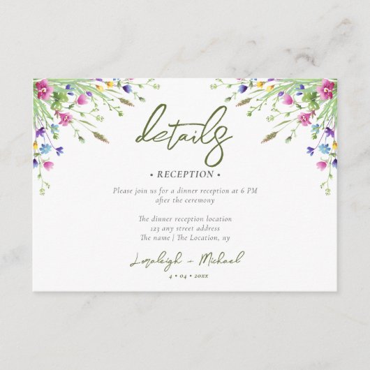Boho Wildblume Hochzeitsunterkunft QR Code Begleitkarte (Vorderseite)