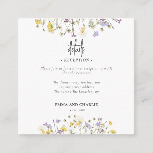 Boho Wildblume Hochzeitsunterkunft QR Code Begleitkarte (Vorderseite)