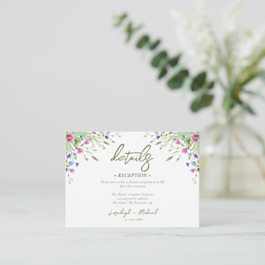 Boho Wildblume Hochzeitsunterkunft QR Code Begleitkarte (Stehend Vorderseite)