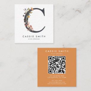 Boho Wildblume Initial C QR Code Quadratische Visitenkarte