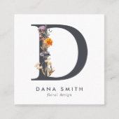 Boho Wildblume Initial D QR Code Quadratische Visitenkarte (Vorderseite)