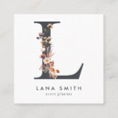 Boho Wildblume Initial L QR Code Quadratische Visitenkarte (Vorderseite)